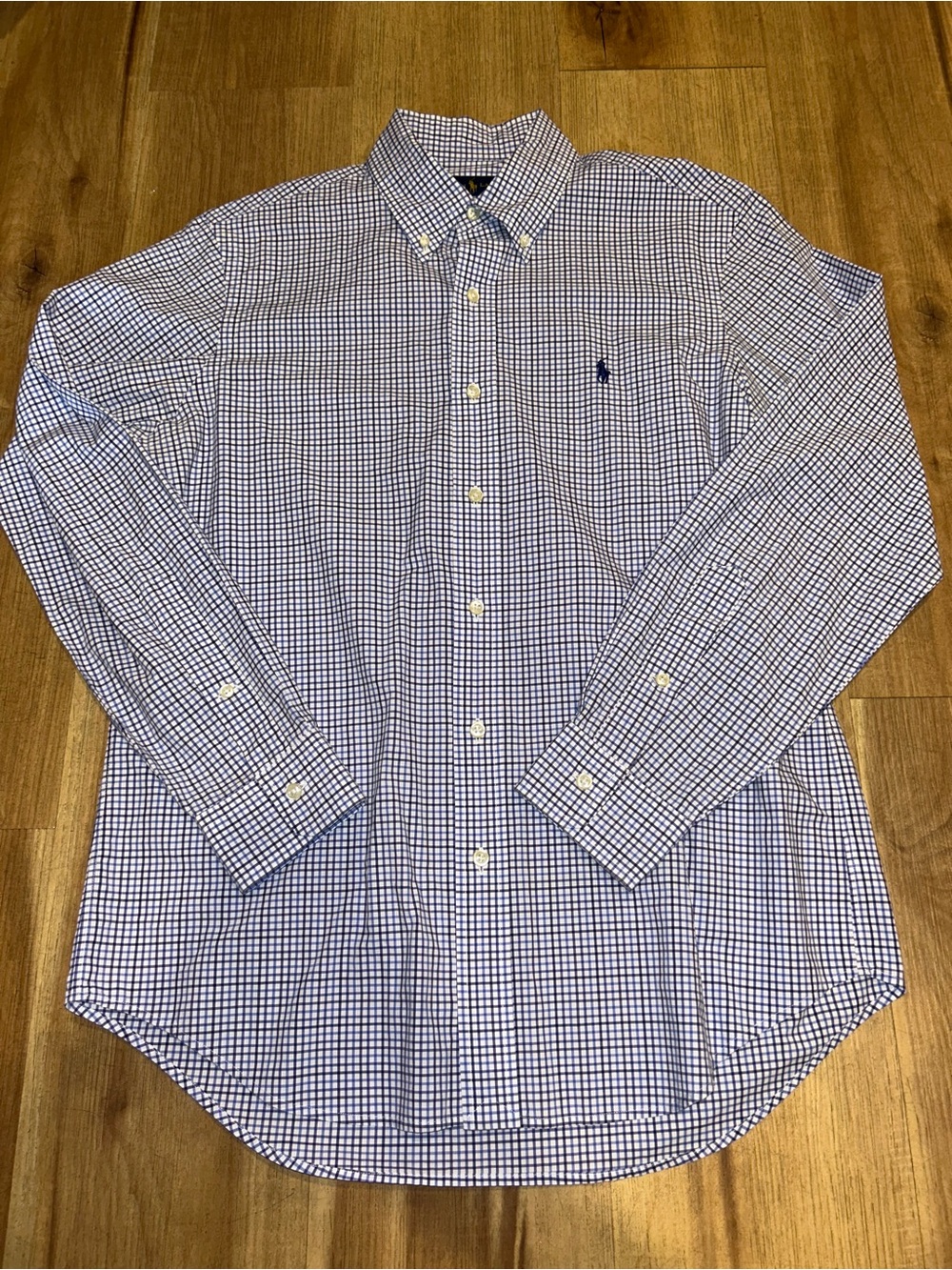 Polo Ralph Lauren Men’s M Blue White Micro Check Button Down Shirt